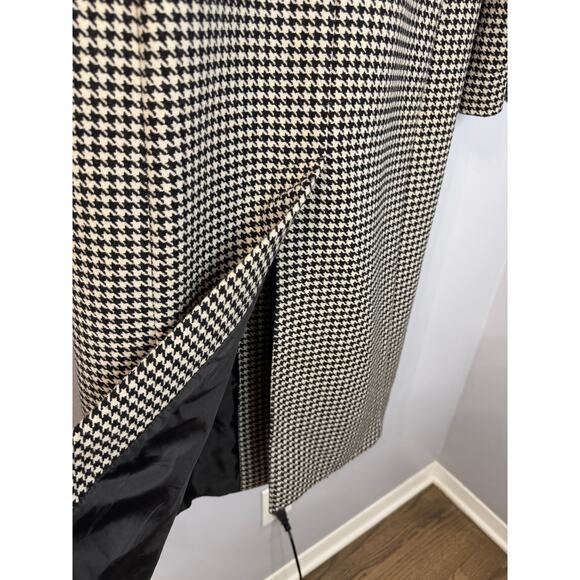 Banana Republic Double Breasted Houndstooth Coat Jacket Classic Black Cream XS - Picture 11 of 12